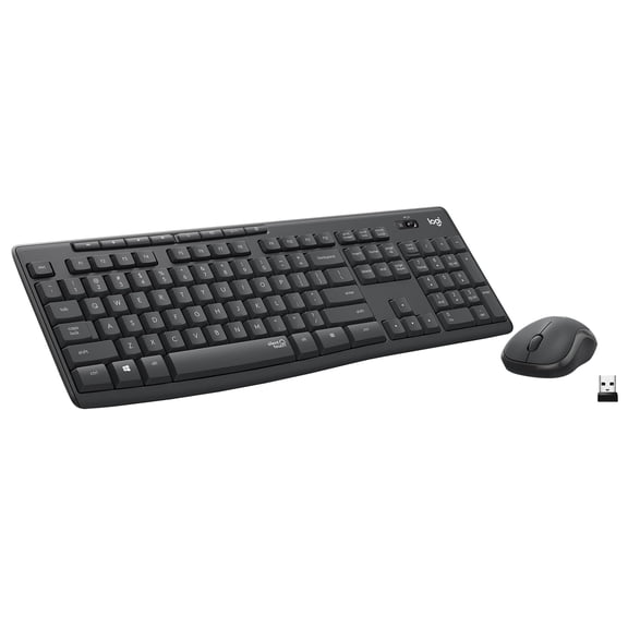 Logitech MK295 Wireless Mouse & Keyboard Combo with SilentTouch Technology, Full Numpad, Advanced Optical Tracking, Lag-Free Wireless, 90% Less Noise - Graphite