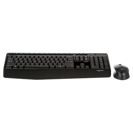 Logitech - MK345 Wireless Ergonomic Membrane Keyboard and Mouse Bundle for PC - Black/blue