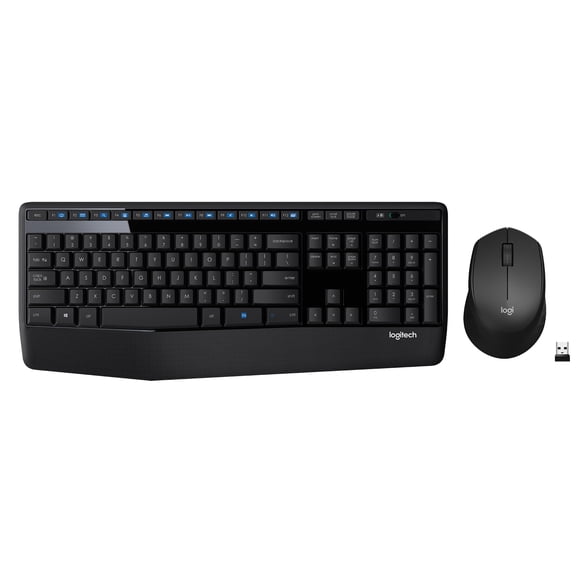 Logitech MK345 Wireless Keyboard and Mouse Combo with Palm Rest, 2.4 GHz USB Receiver, Compatible with PC, Laptop, Black