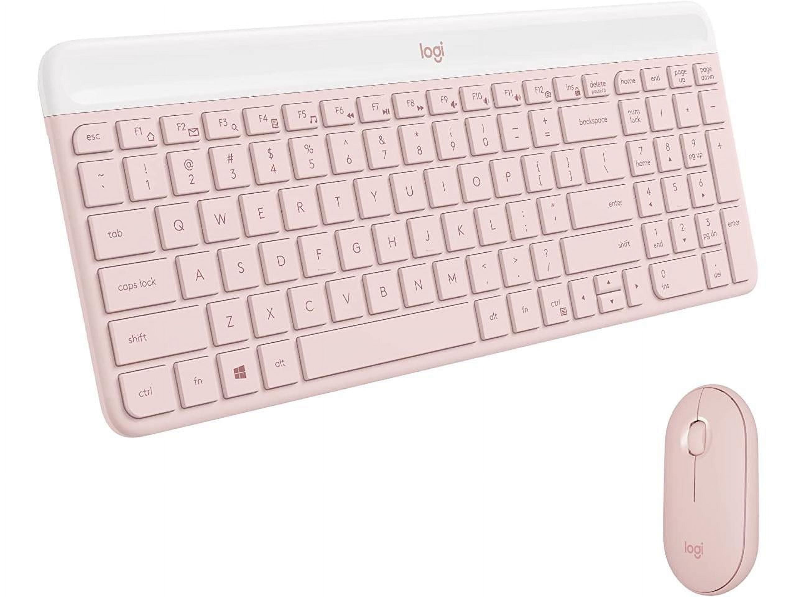 Logitech MK470 Slim Rose USB RF Wireless Compact Keyboard and Mouse ...