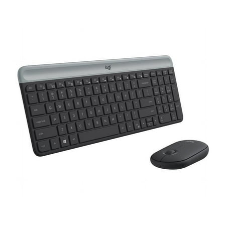 Logitech - MK470 Full-size Wireless Scissor Keyboard and Mouse Bundle for Windows with Quiet clicks - Black/Gray