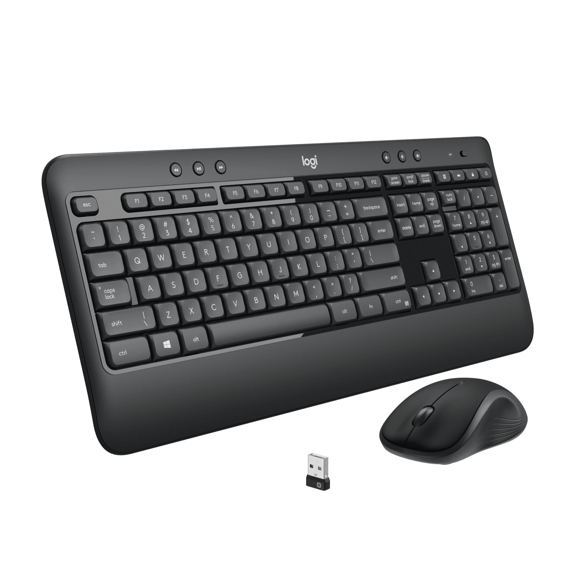 Logitech MK540 Advanced Wireless Keyboard and Mouse Combo for Windows, 2.4 GHz Unifying USB-Receiver, Multimedia Hotkeys, 3-Year Battery Life, for PC, Laptop