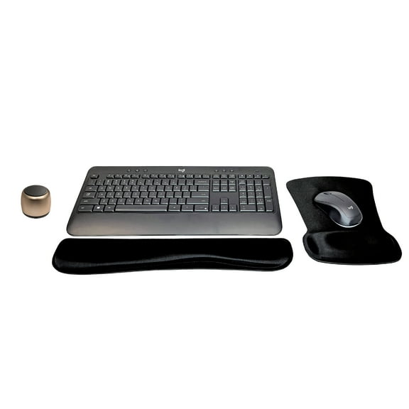 Logitech MK540 Advanced Wireless Keyboard & Mouse Combo Active Lifestyle Travel Home Office Modern Bundle with Micro Portable Wireless Bluetooth Speaker, Gel Wrist Pad & Gel Mouse Pad