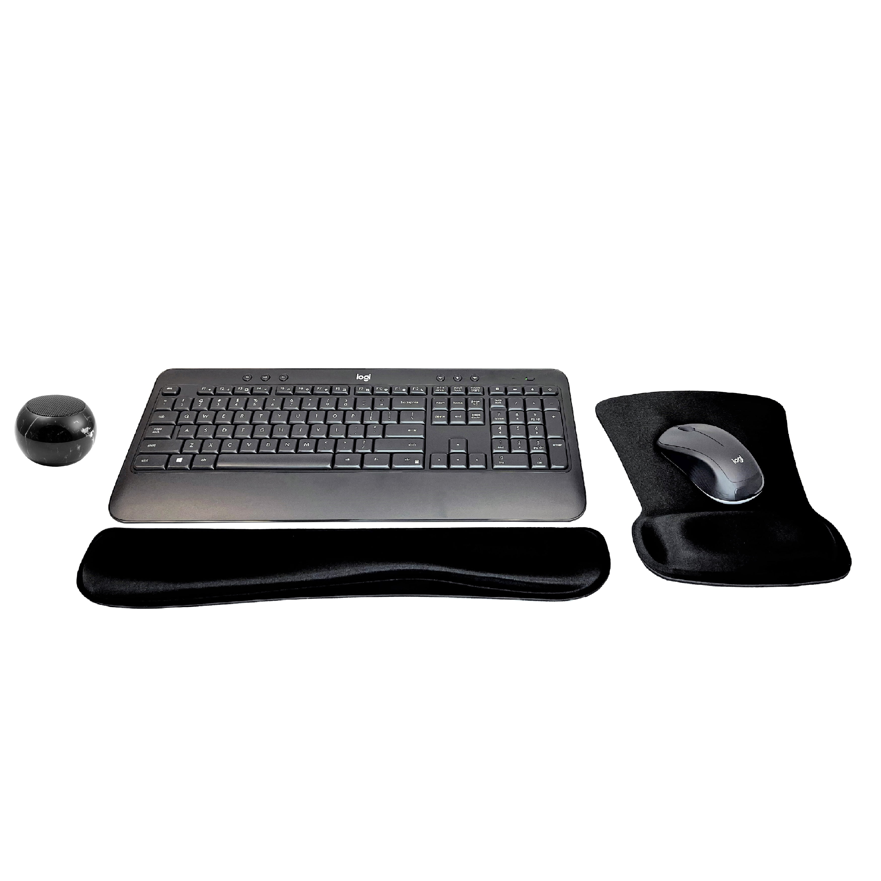 Logitech MK540 Advanced Wireless Keyboard & Mouse Combo Travel Home Office Active Lifestyle Modern Bundle with Special Edition Mini Marble Portable Bluetooth Speaker, Gel Wrist Pad & Gel Mouse Pad