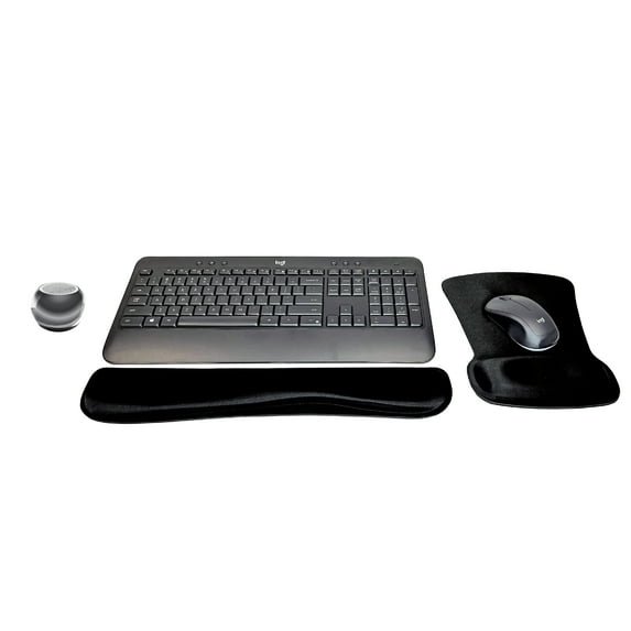 Logitech MK540 Advanced Wireless Keyboard & Mouse Combo Travel Home Office Active Lifestyle Must-Have Modern Bundle with Mini Mirror Portable Wireless Bluetooth Speaker, Gel Wrist Pad & Gel Mouse Pad