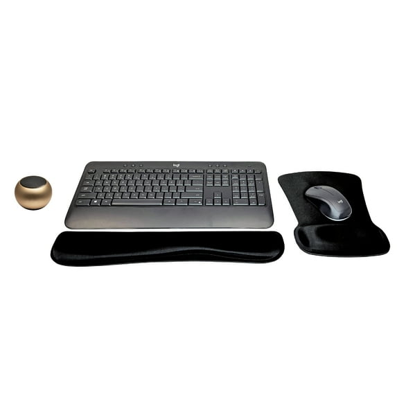 Logitech MK540 Advanced Wireless Keyboard & Mouse Combo Travel Home Office Active Lifestyle Must-Have Modern Bundle with Mini Portable Wireless Bluetooth Speaker, Gel Wrist Pad & Gel Mouse Pad