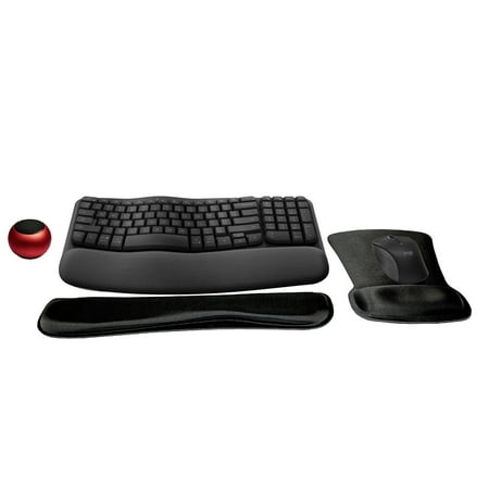 Logitech MK670 Comfort Wave Wireless Keyboard & Mouse Combo Home Office Active Lifestyle Must-Have Modern Bundle with Mini Portable Wireless Bluetooth Speaker, Gel Wrist Pad & Gel Mouse Pad
