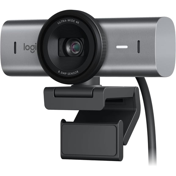 Logitech MX Brio Ultra HD 4K Collaboration and Streaming Webcam, 1080p at 60 FPS, Dual Noise Reducing Mics, Show Mode, USB-C, Graphite