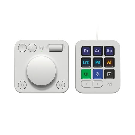 Logitech - MX Creative Console Programmable Keypad with 9 Customizable Keys & Control Dial for Graphic Design, Video Editing, more - Pale Gray