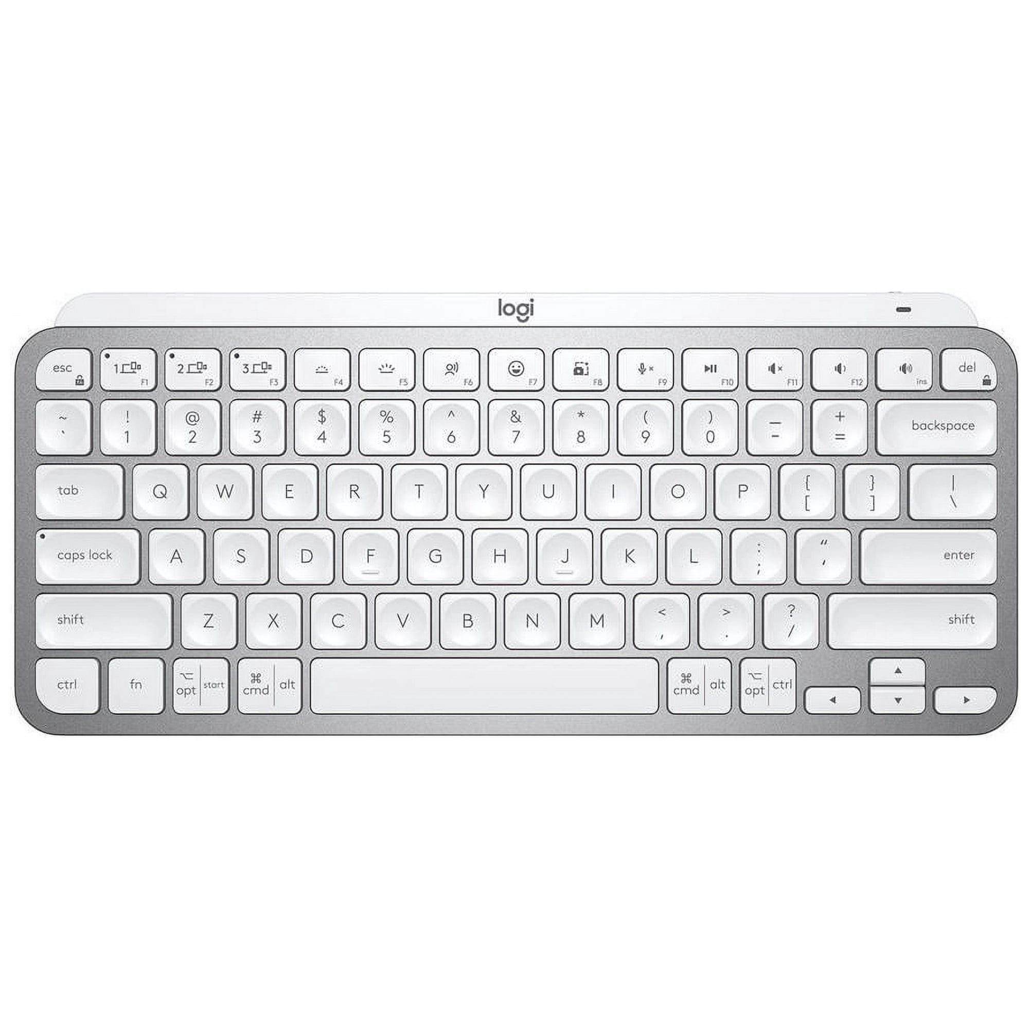 Logitech MX Keys Mini Minimalist Wireless Illuminated Keyboard, Compact, Bluetooth, USB-C, for Apple macOS, iOS, Windows, Linux, Android - Pale Gray - With Free Adobe Creative Cloud Subscription
