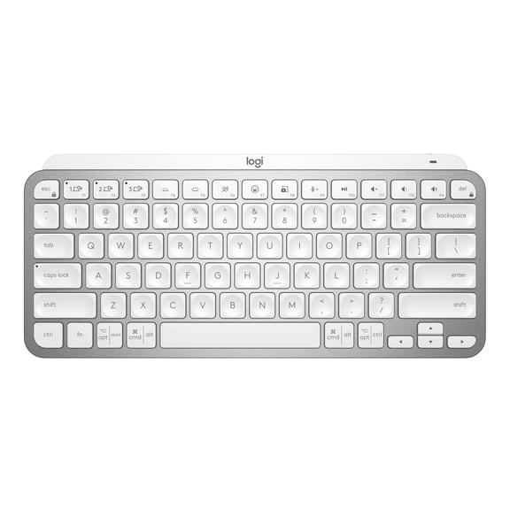 Logitech MX Keys Mini Wireless Computer Keyboard, Backlit, Bluetooth, Pale Gray