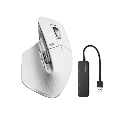 Logitech MX Master 3S Mouse (Pale Grey) and Knox Gear 4-Port USB 3.0 Hub Logitech MX Master 3S Mouse (Pale Grey) and Knox Gear 4-Port USB 3.0 Hub