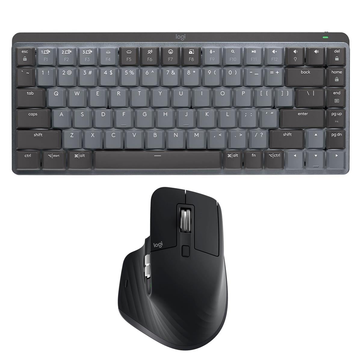 Logitech MX Mechanical Mini Wireless Illuminated Keyboard, Tactile Quiet Switches, Graphite with MX Master 3S Black Mouse