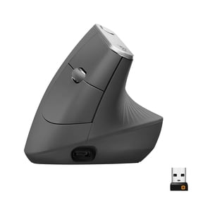 Logitech MX Vertical Wireless Mouse Ergonomic Design Reduces Muscle Strain, Rechargeable, Graphite