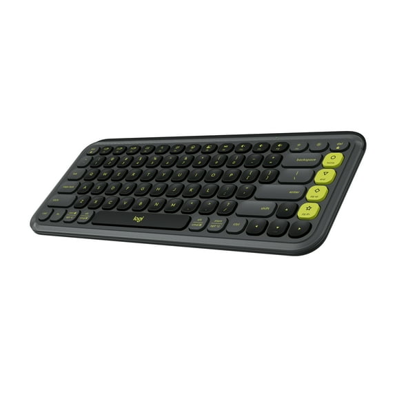 Logitech POP ICON KEYS Wireless Bluetooth Keyboard, Comfortable Typing, Programmable Keys, Easy-Switch Between up to 3 Devices (Graphite & Green) - Wireless Connectivity - Bluetooth - 32.81 ft