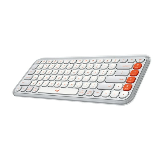 Logitech POP ICON KEYS Wireless Bluetooth Keyboard, Comfortable Typing, Programmable Keys, Off-White and Orange