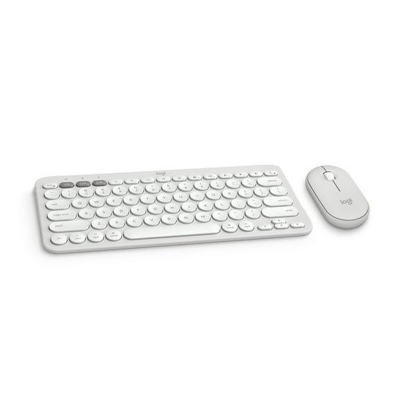 Logitech Pebble 2 Combo for Mac, Wireless Keyboard and Mouse, Slim, Quiet and Portable, Customizable, Bluetooth Mouse and Keyboard, Tonal White