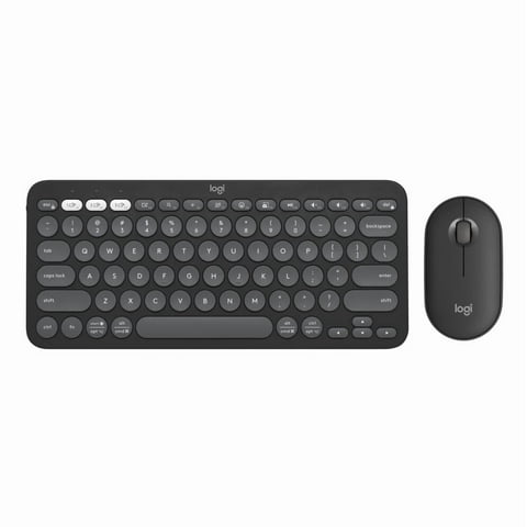 Logitech Pebble 2 Combo Wireless Quiet Keyboard and Mouse, Customisable, Logi Bolt, Bluetooth, Tonal Graphite