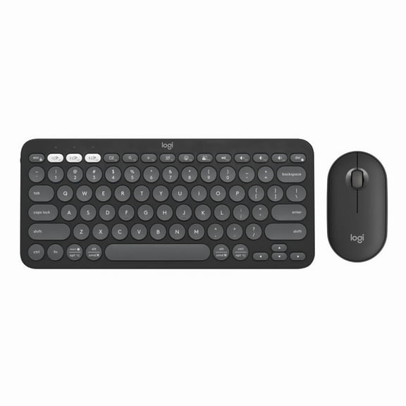 Open Box Logitech Pebble 2 Combo Wireless Quiet Keyboard and Mouse, Customisable, Logi Bolt, Bluetooth, Easy-Switch for Windows, macOS, iPadOS, Chrome - Tonal Graphite