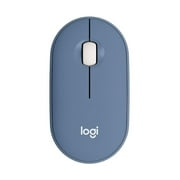 Logitech Pebble Wireless Mouse, Bluetooth, 2.4 GHz Receiver, Silent, Quiet Clicks, Blueberry