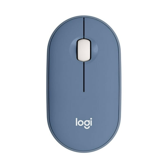 Logitech Pebble Wireless Mouse, Bluetooth, 2.4 GHz Receiver, Silent, Quiet Clicks, Blueberry