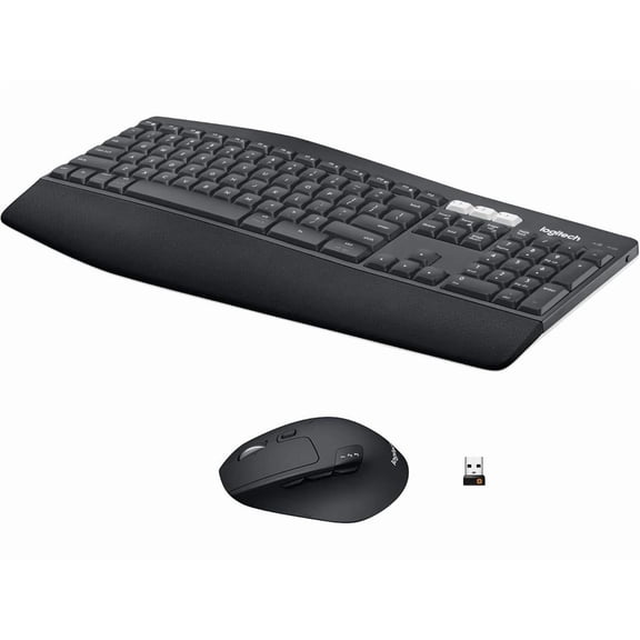 Logitech Performance Combo MK850 Keyboard & Mouse - USB Plunger Wireless Bluetooth/RF 2.40 GHz Keyboard - Graphite - USB Wireless Bluetooth/RF Mouse - Laser - 1000 dpi - Graphite 920-013269