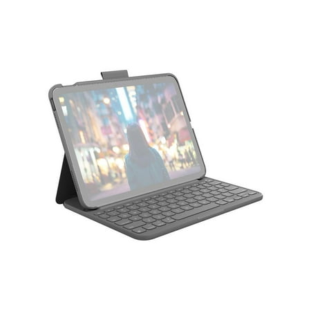 Logitech - Slim Folio Keyboard Case for Apple iPad (10th Gen) - Oxford Gray