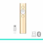 Logitech Spotlight Presentation Remote - Universal Wireless Presentation Clicker with Laser Pointer, Bluetooth, 30 m Range and Quick Charging, Gold