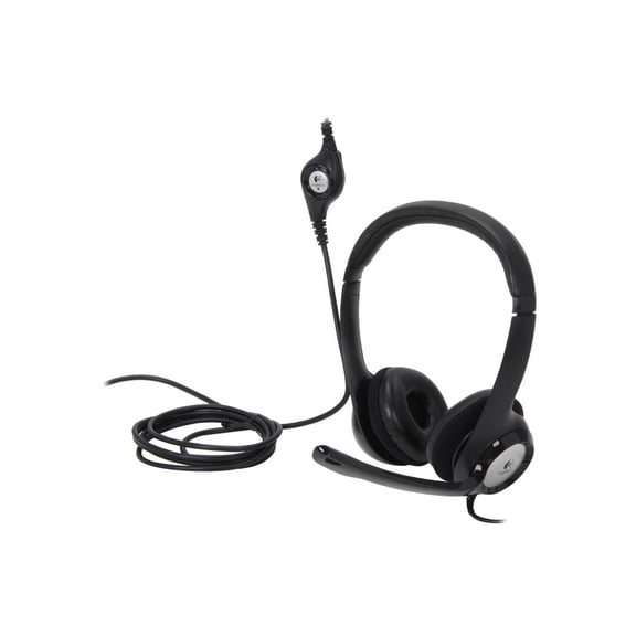 Logitech H390 Wired Headset, Stereo Headphones with Noise-Cancelling Microphone, USB, In-Line Controls, PC/Mac/Laptop - Black