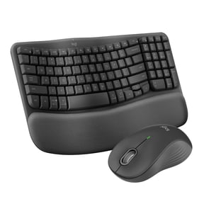 Logitech Wave Keys Combo, Wireless Ergonomic Keyboard with Signature M550 L Wireless Mouse, Graphite