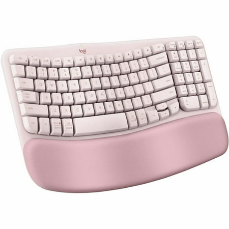 Logitech - Wave Keys Ergonomic Wireless Keyboard for Windows/Mac with Integrated Palm-rest - Rose