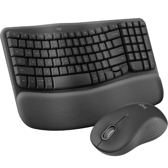 Pre-Owned Logitech Wave Keys MK670 Combo, Wireless Ergonomic Keyboard with Signature M550 L Wireless Mouse