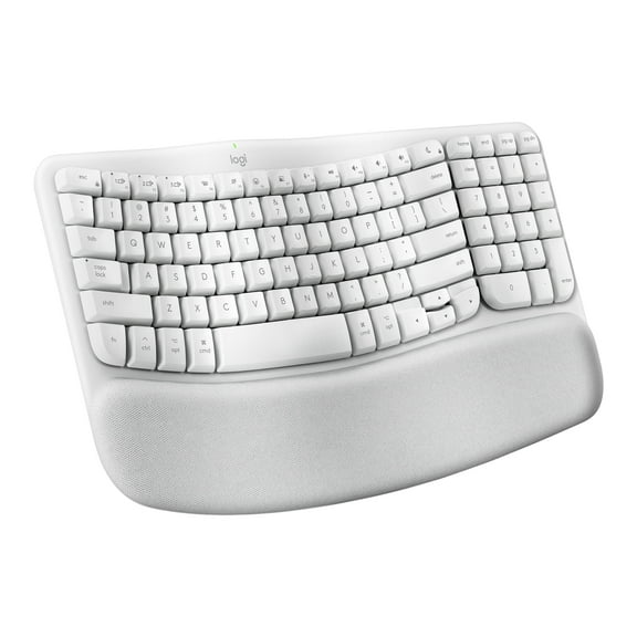 Logitech Wave Keys for Mac, Wireless Ergonomic Keyboard with Cushioned Palm Rest, Comfortable Natural Typing, Bluetooth Keyboard, Easy-Switch, Optimized for Mac, Apple, iPad - Off White