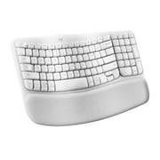 Logitech Wave Keys Wireless Ergonomic Keyboard with Cushioned Palm Rest, Comfortable Natural Typing, Easy-Switch, Bluetooth, Logi Bolt Receiver, for Multi-OS, Windows/Mac - Off White