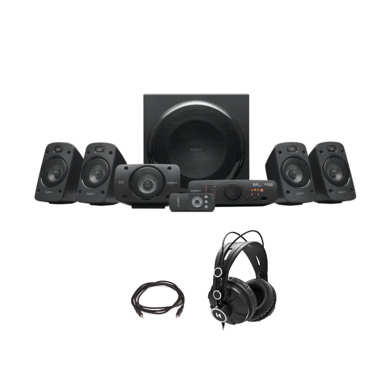 Logitech Z906 5.1, 1000 Watt Home Speaker System with Headphones and Audio  Cable