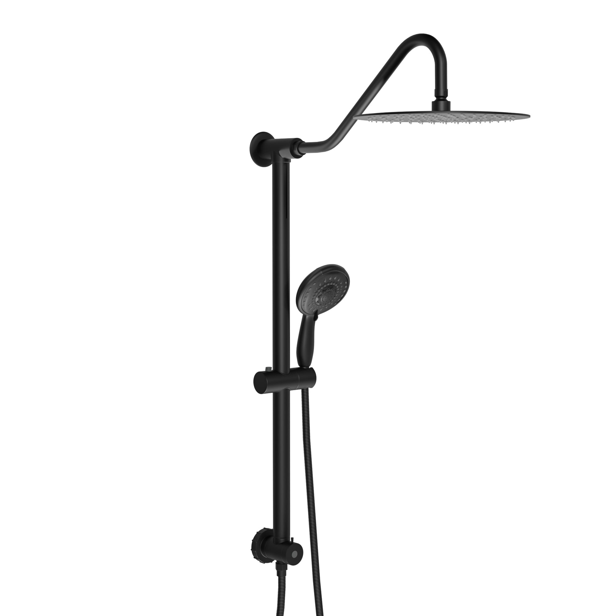 Logmey 10"Rain Shower System Black with Handheld Shower Head 5-Setting Stainless Steel