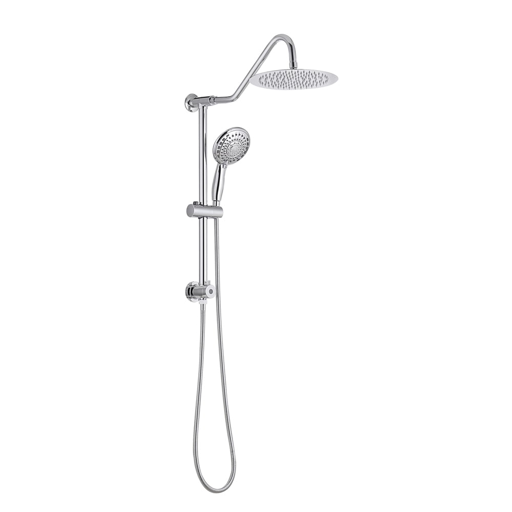 Logmey 10"Rain Shower System with Handheld Shower Head,Hose Stainless Steel Chrome
