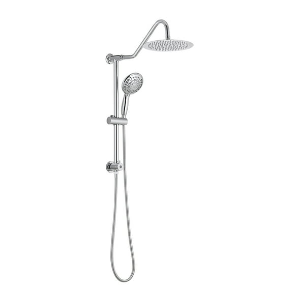 Logmey 10"Rain Shower System with Handheld Shower Head,Hose Stainless Steel Chrome
