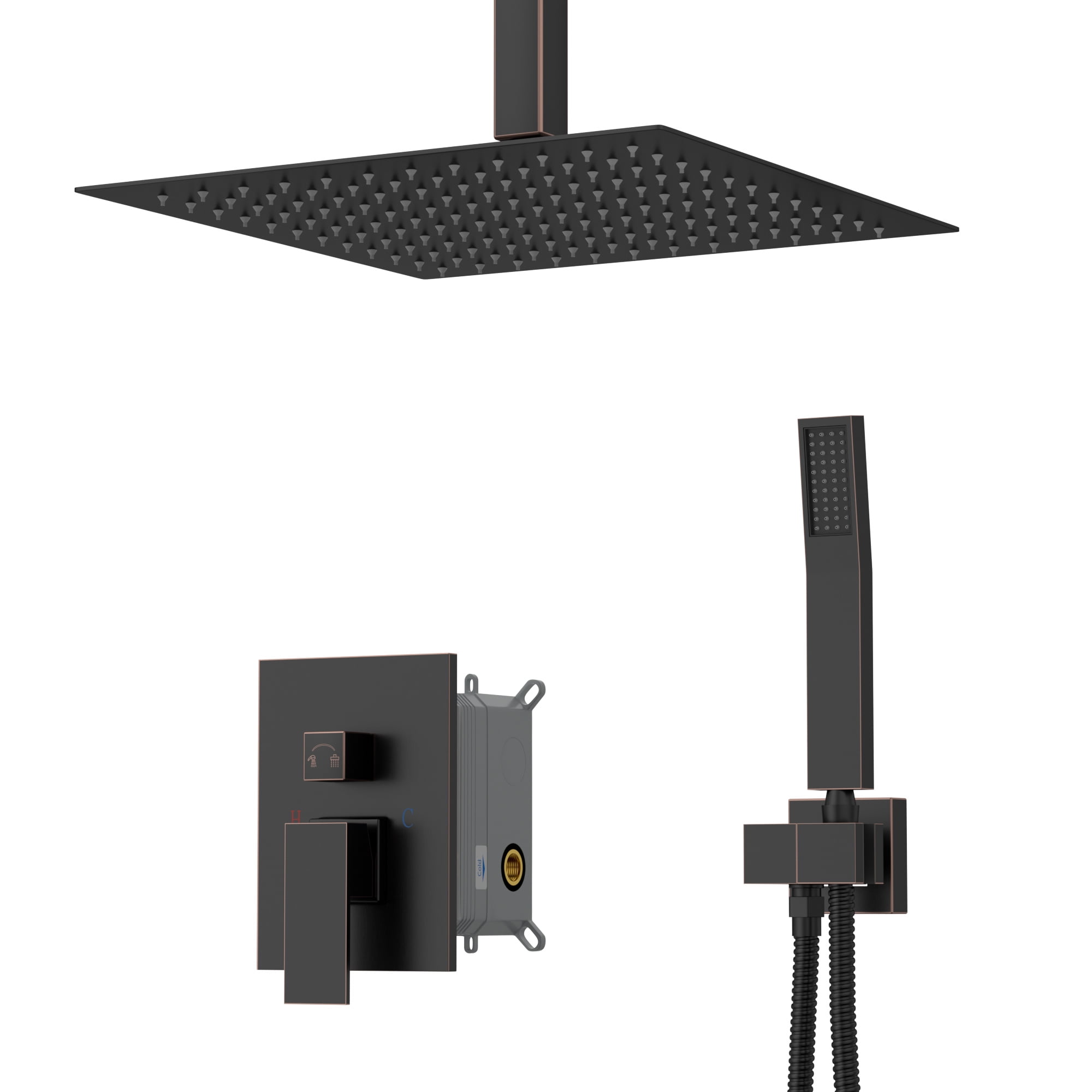 Logmey 12 inch Ceiling Mounted Shower System Rain Mixer Shower Combo