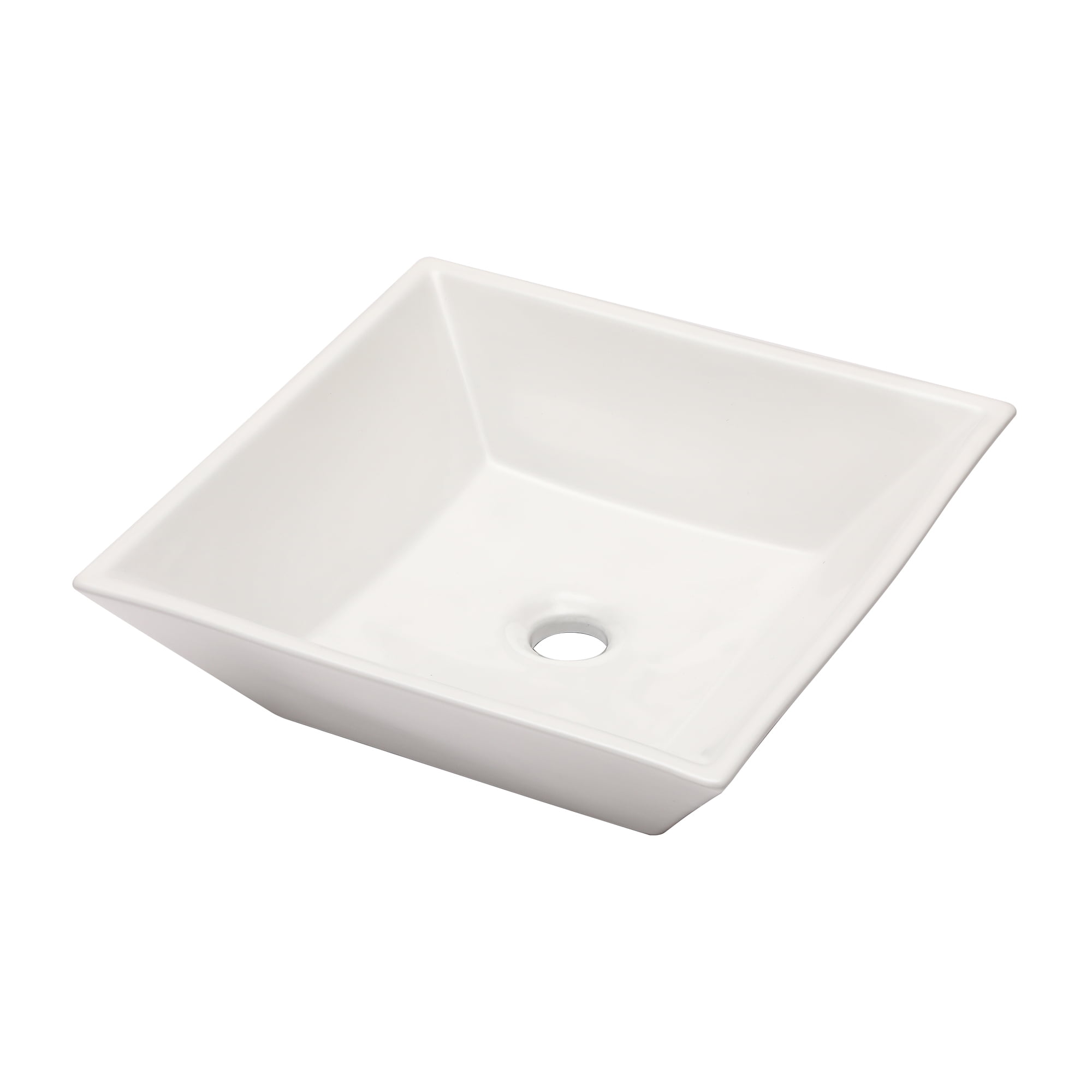 White Gloss Ceramic Square Wall-Mount Bathroom Sink