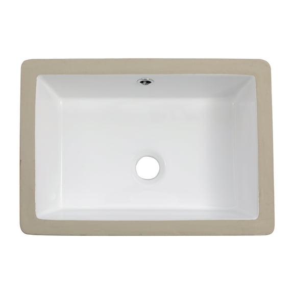Logmey 18"x12" Undermount Bathroom Sink Ceramic Vessel Sink with Overflow,White