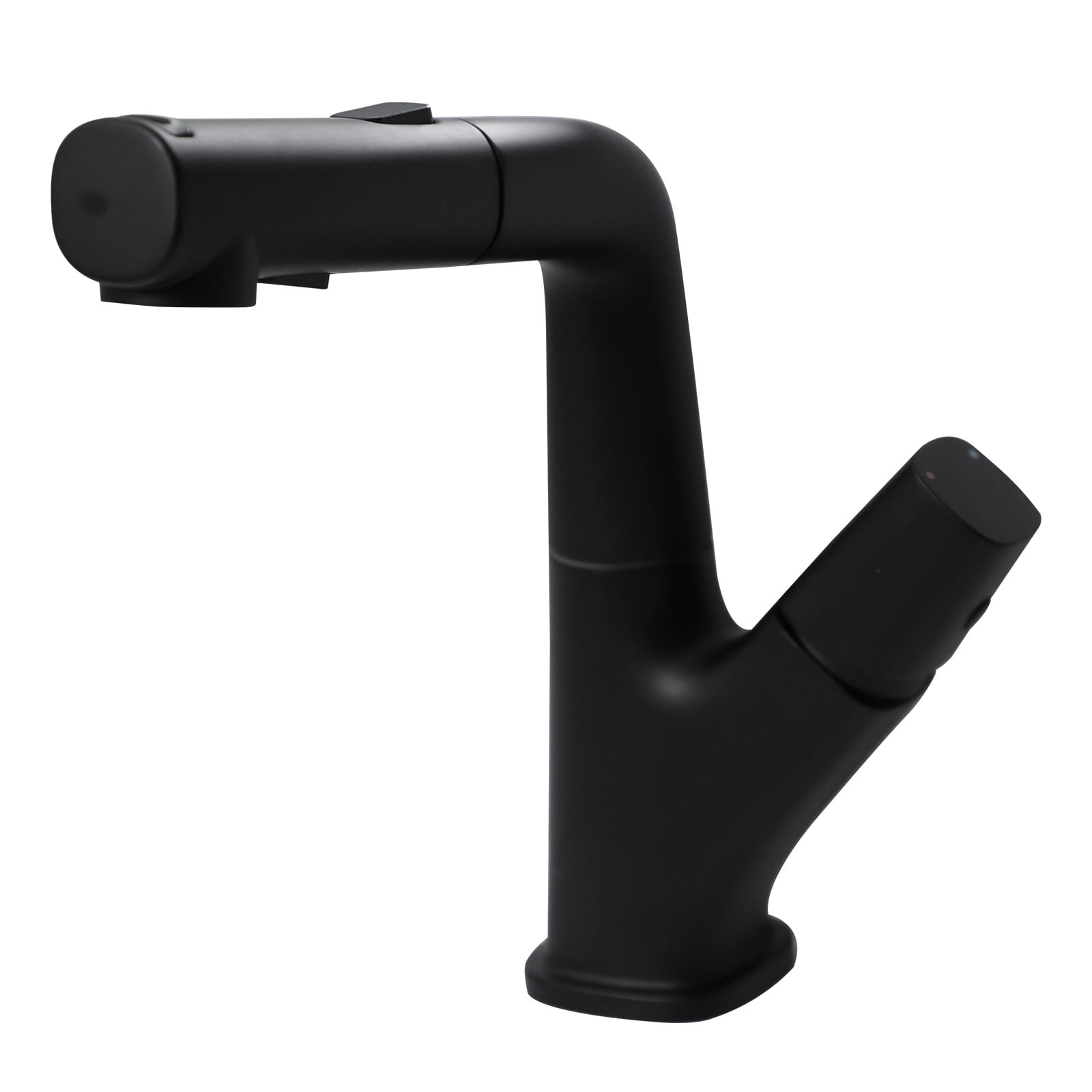 Logmey 19.5" Pull-Out Bathroom Faucet with Sprayer 360° Liftable Head BPA-Free Teeth & Pet Wash Matte Black LM-WAL-SLC2402-2-MB