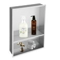 thumbnail image 1 of Logmey 21"x17" Wall Mounted Bathroom Shower Niche Two-Tier Shelves Stainless Steel Bathroom Shelves for Living Room,Washroom in Brushed Nickel, 1 of 8