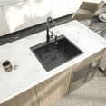 thumbnail image 1 of Logmey 25 x 22 x 10 Inch Gunmetal Black Stainless Steel Top Mount Kitchen Sink, Single Bowl, Noise Reduction, Commercial Grade, Rust & Scratch Resistant, Quick Drainage, Includes Accessories, 1 of 7