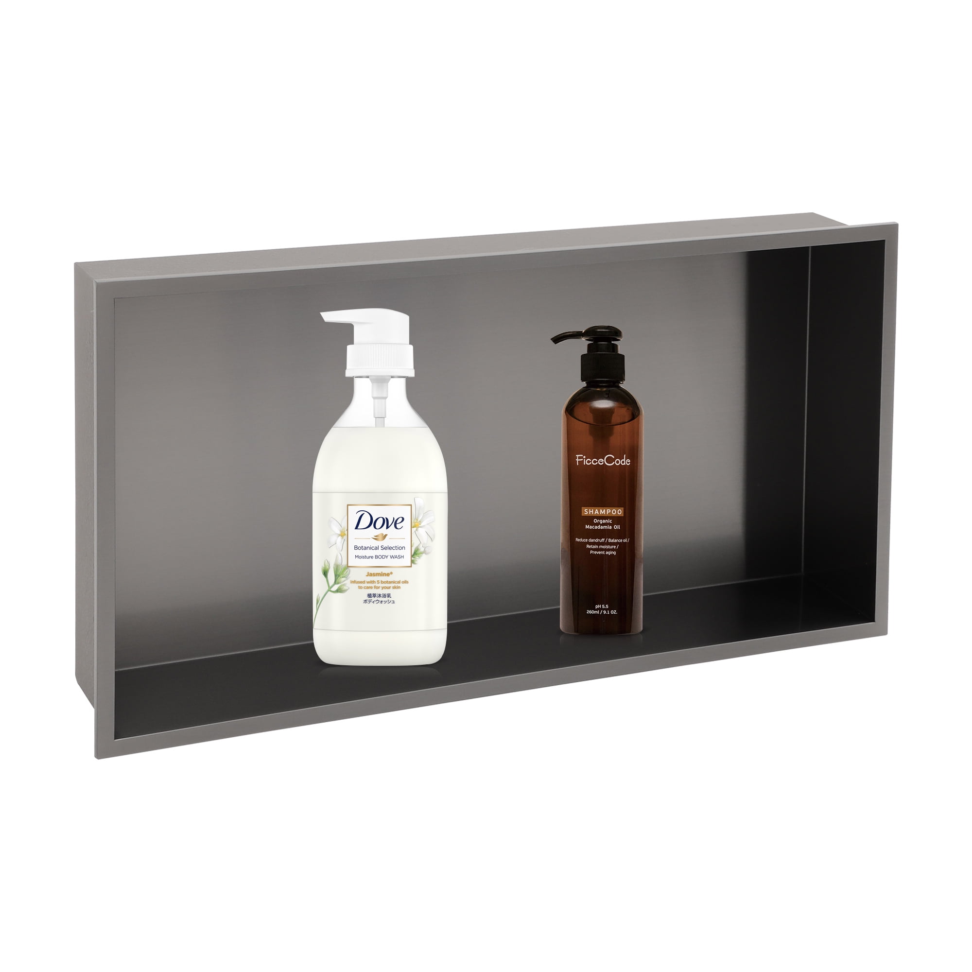 Matte Black Stainless Steel 25-Inch Shower Niche Shelf