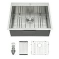 thumbnail image 1 of Logmey 28"x22"Kitchen Sink Single Bowl Stainless Steel Brushed with Faucet Hole Top-mount, 1 of 8