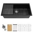 thumbnail image 1 of Logmey 30 x 19 Inch Undermount Quartz Composite Workstation Sink Single Bowl Depth 8 Inch Kitchen Sink Diamond Black Sink, 1 of 10