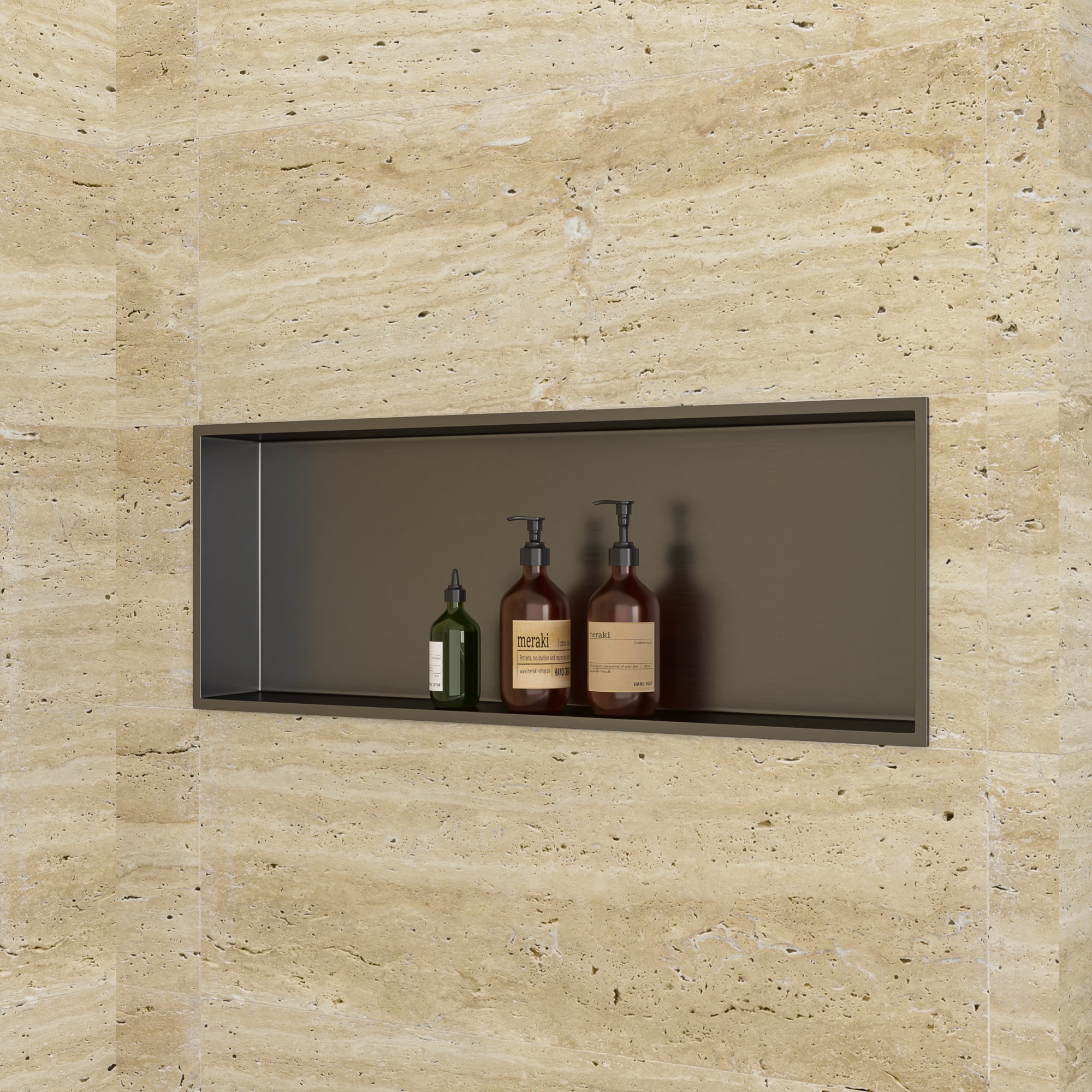 Logmey 37x13 Inch Stainless Steel Matte Black Bathroom Shower Niche Built-in Wall Shower Shelve, Living room/Bedroom/Kitchen Storage Shelve