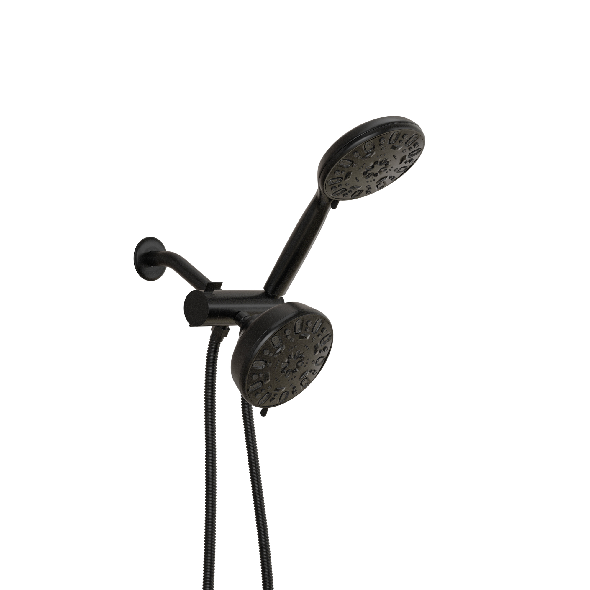 Logmey 7Mode Matte Black Double Shower Head System,Shower Head and Handheld Shower with Shower