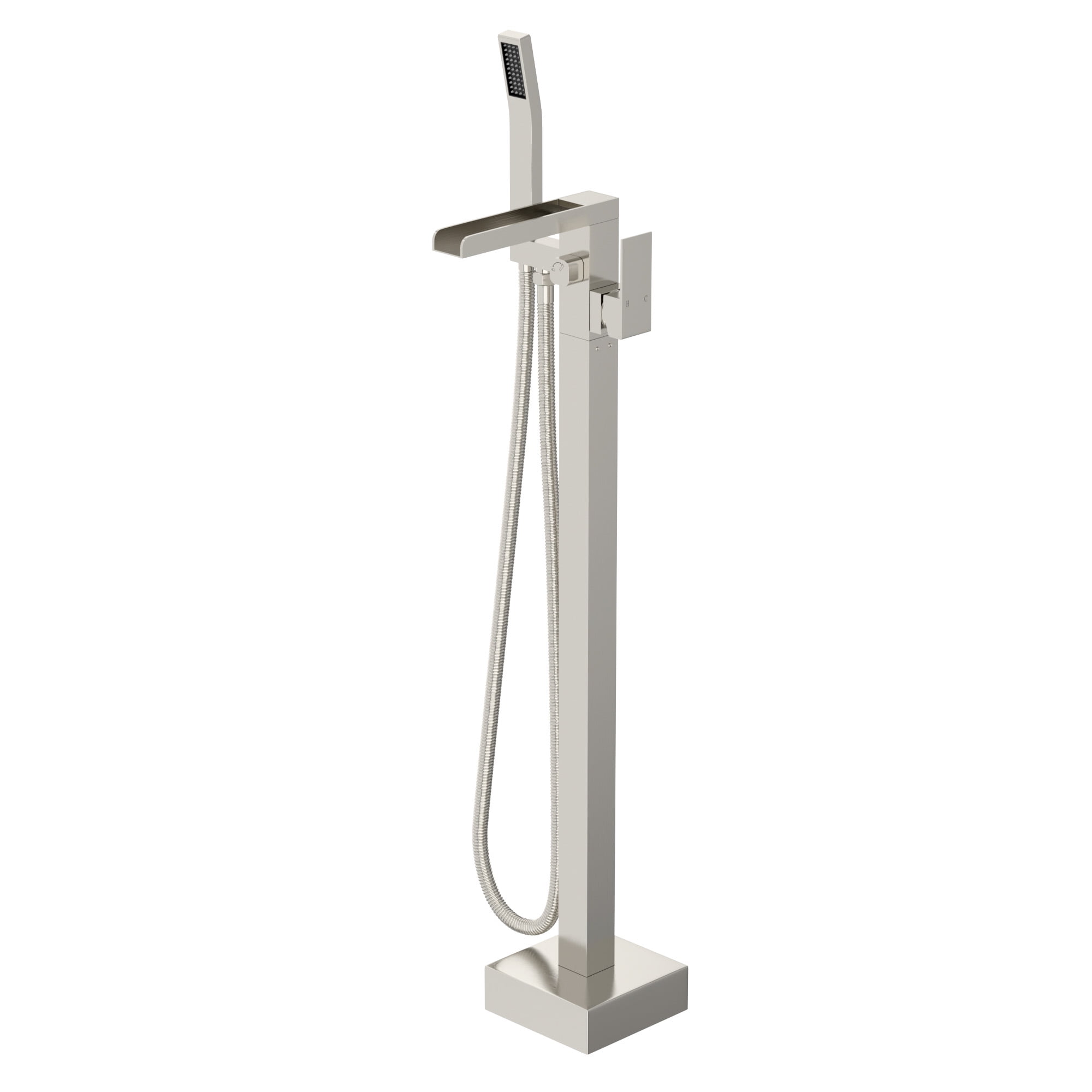 Brushed Nickel Freestanding Single Handle Tub Faucet with Handheld Shower